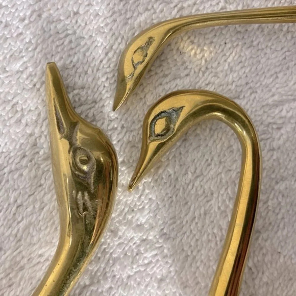 Vintage Brass  Swans x3 Decor Birds - Picture 11 of 13